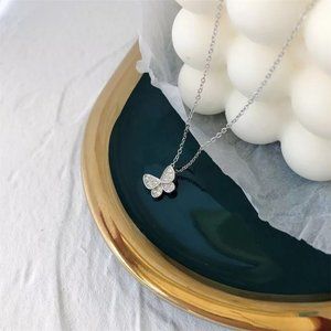 Butterfly Necklace / Simulated Diamonds Butterfly Necklace / 925 Sterling Silver
